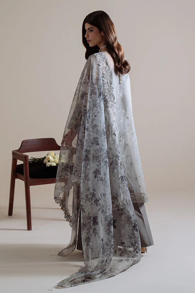 SMOKY RADIANCE-4PC ORGANZA EMBROIDERED SUIT - Image 7