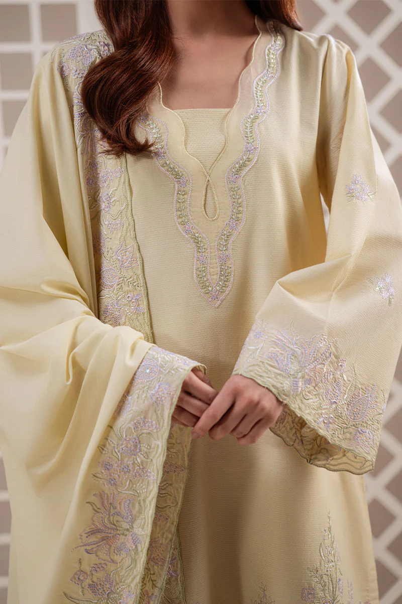 SOFT BUTTERCUP-3PC (SHIRT, TROUSER & DUPATTA) - Image 4