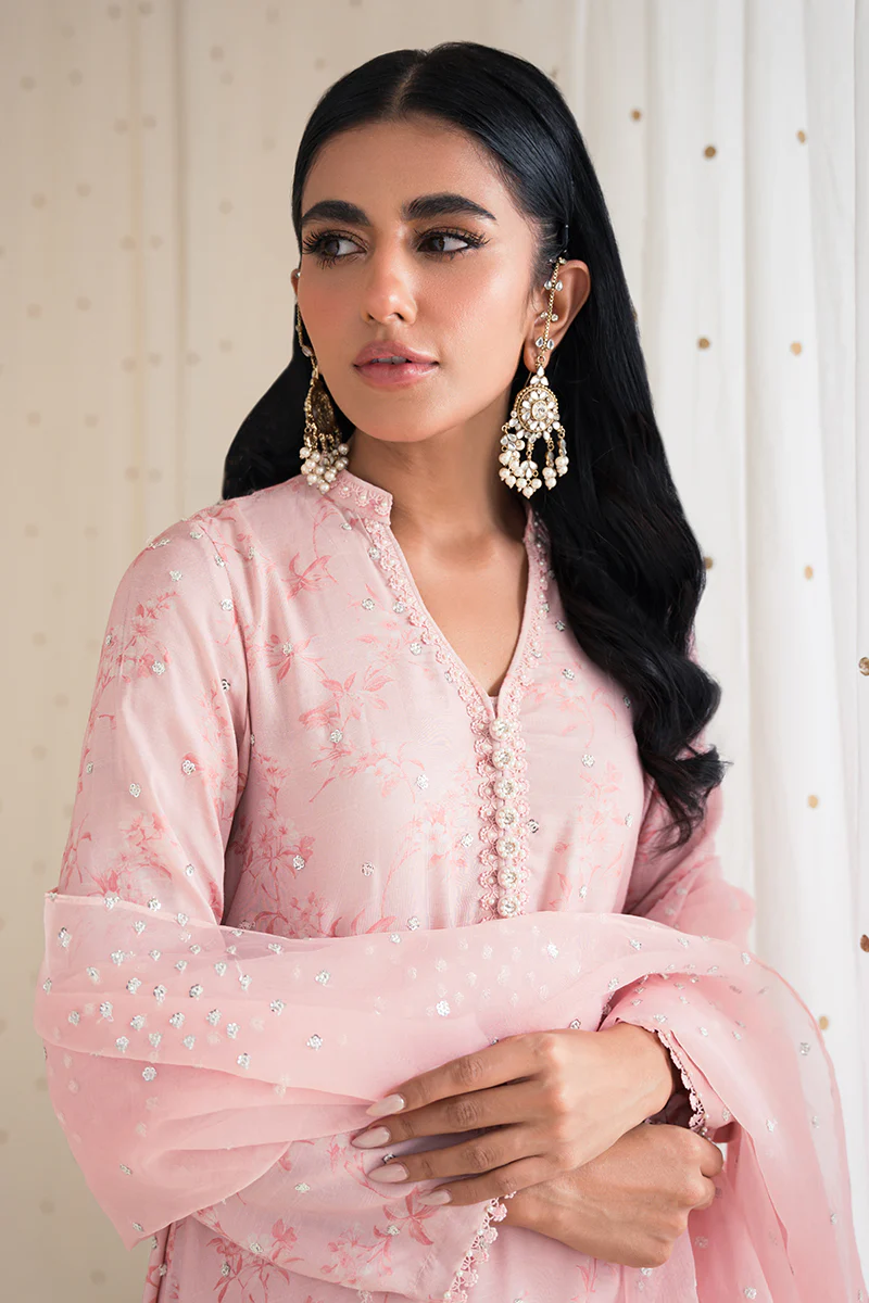 SOFT PEARL-3 PIECE SILK EMBROIDERED SUIT - Image 2
