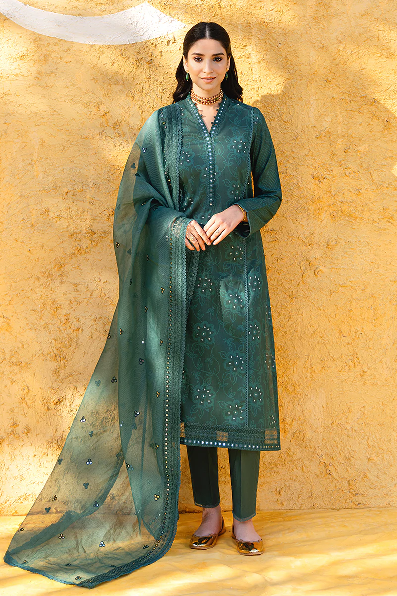 SURREAL TEAL-3PC DIGITAL PRINTED LAWN SUIT - Image 3