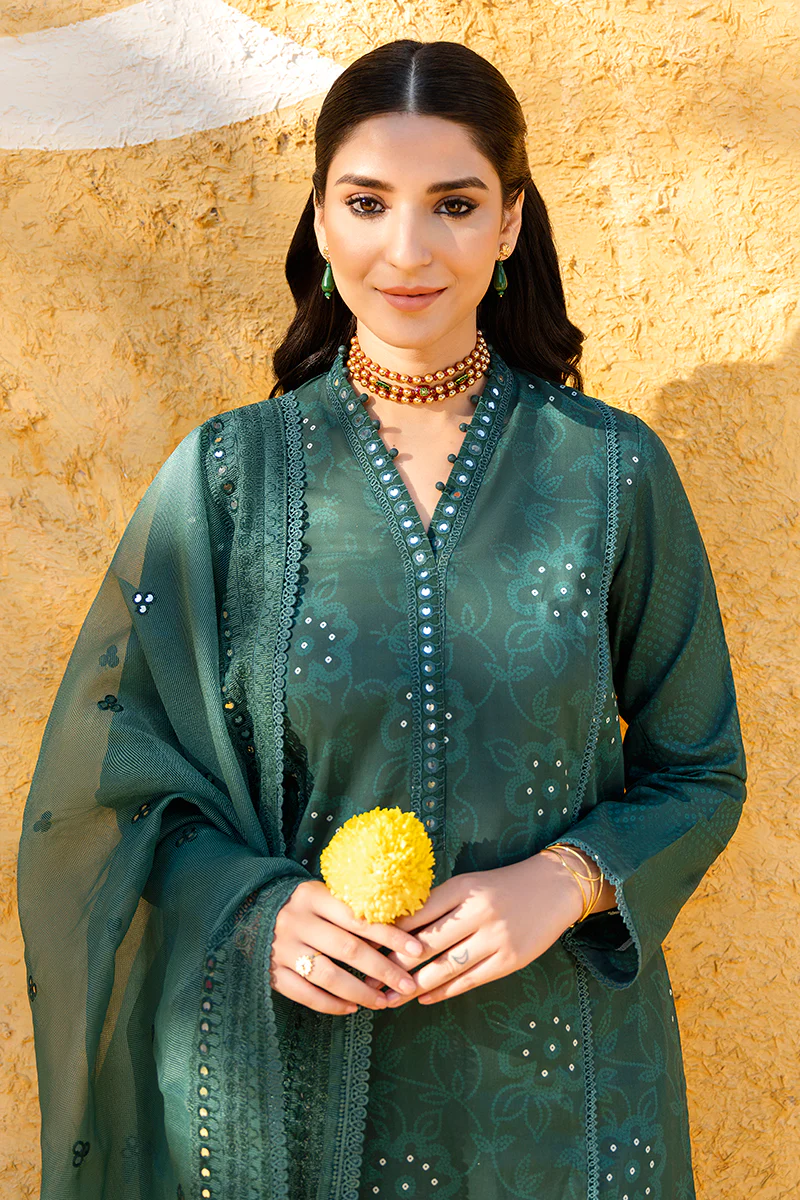 SURREAL TEAL-3PC DIGITAL PRINTED LAWN SUIT - Image 6