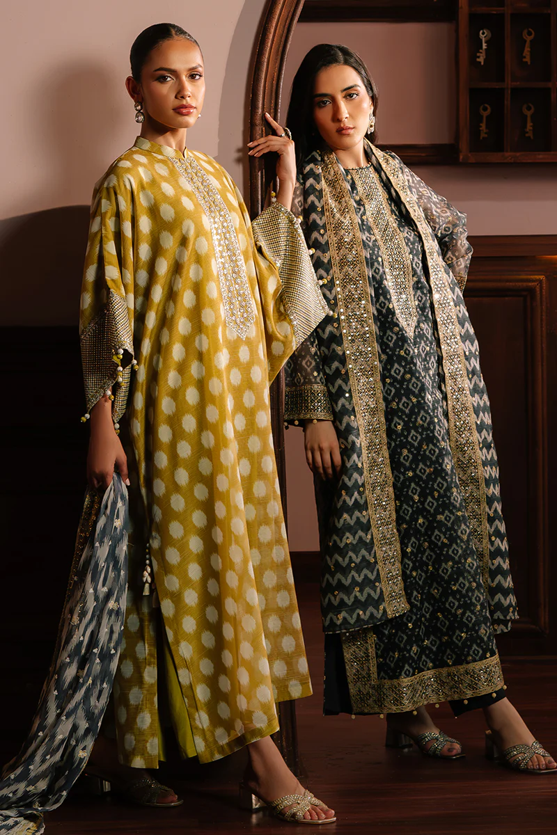 TEAL NOIR-4PC NET EMBROIDERED SUIT - Image 6