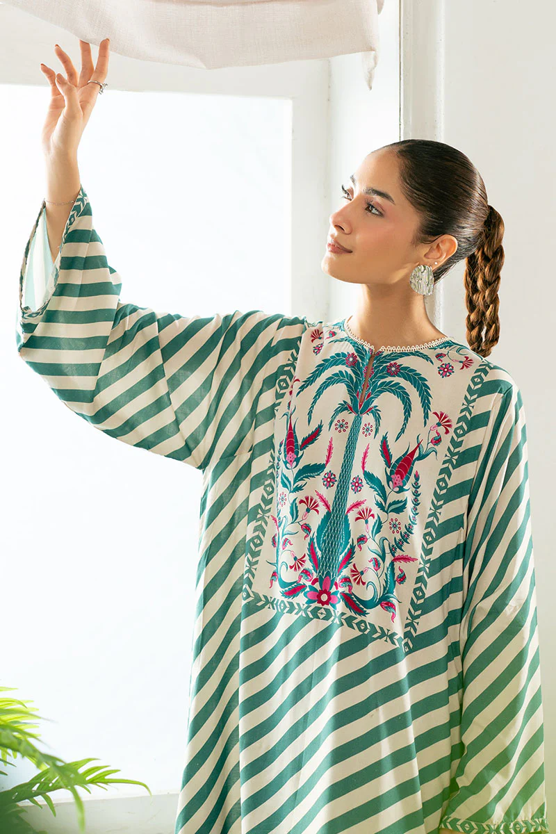 TEAL STRIPE LINEN PRINTED SHIRT - Image 4