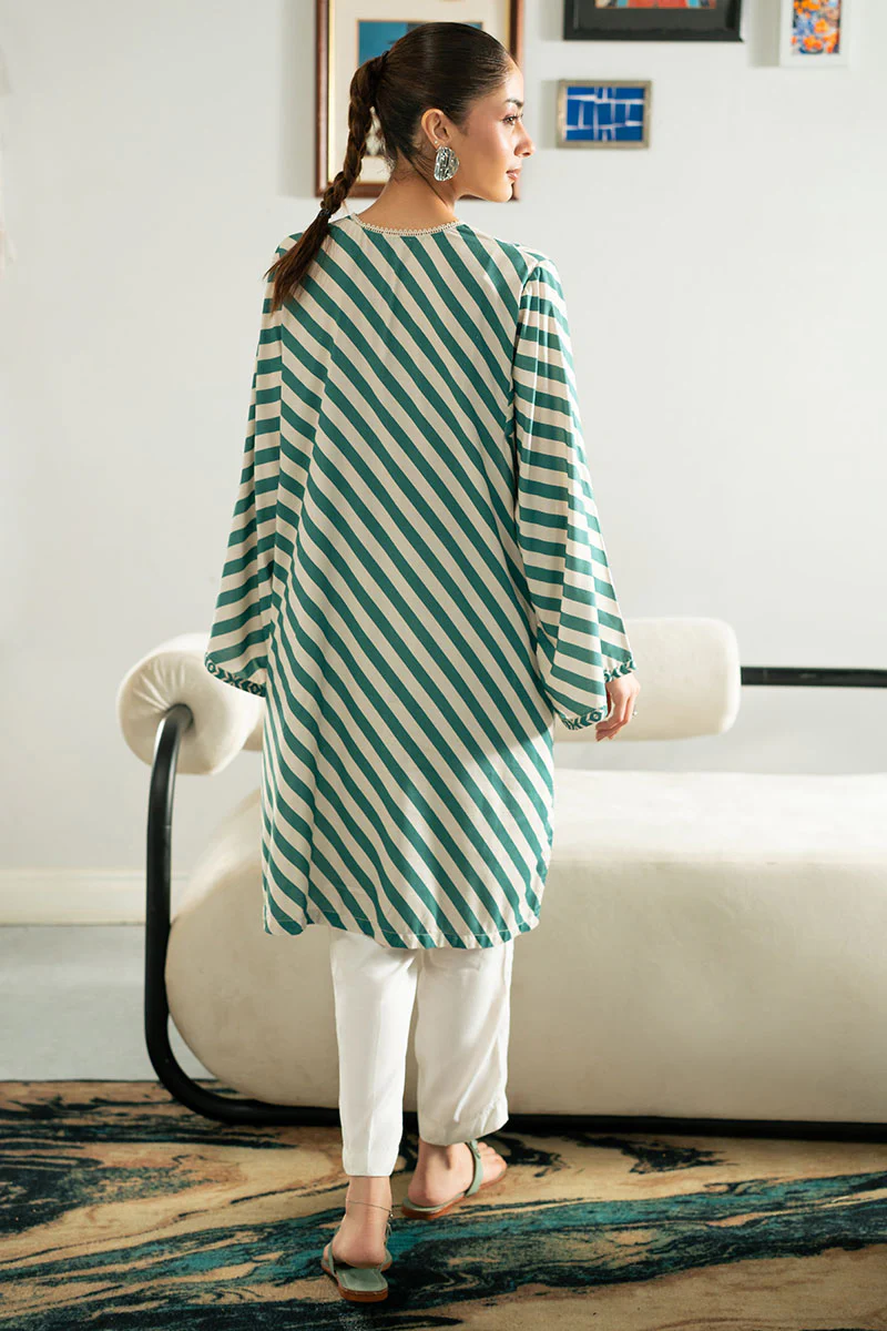 TEAL STRIPE LINEN PRINTED SHIRT - Image 6