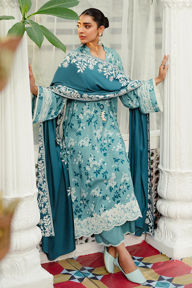 TEAL WATERS-3PC LINEN EMBROIDERED SUIT - Image 2