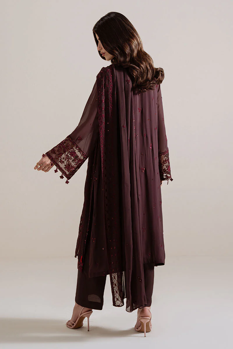 VELVET DUSK-4PC CHIFFON EMBROIDERED SUIT - Image 7