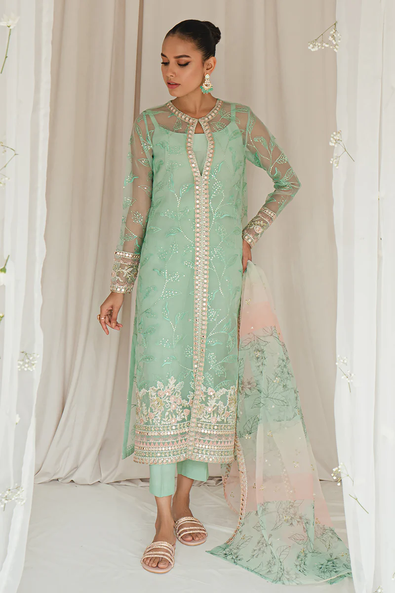 VERDANT STONE-4PC ORGANZA EMBROIDERED SUIT - Image 3