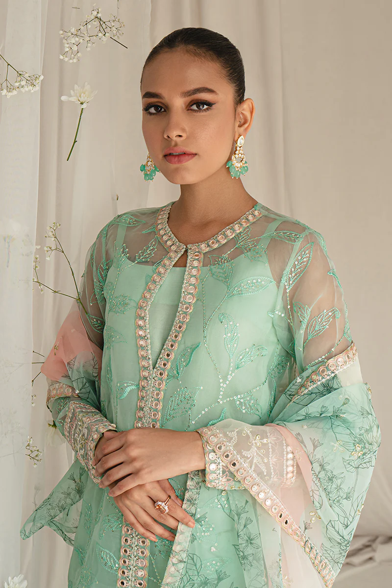 VERDANT STONE-4PC ORGANZA EMBROIDERED SUIT - Image 4