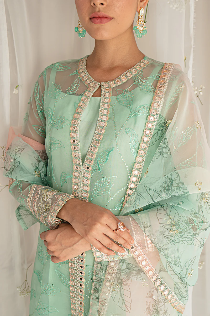VERDANT STONE-4PC ORGANZA EMBROIDERED SUIT - Image 5