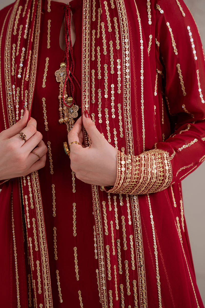 VERMILION BERRY-4PC CHIFFON EMBROIDERED SUIT - Image 4
