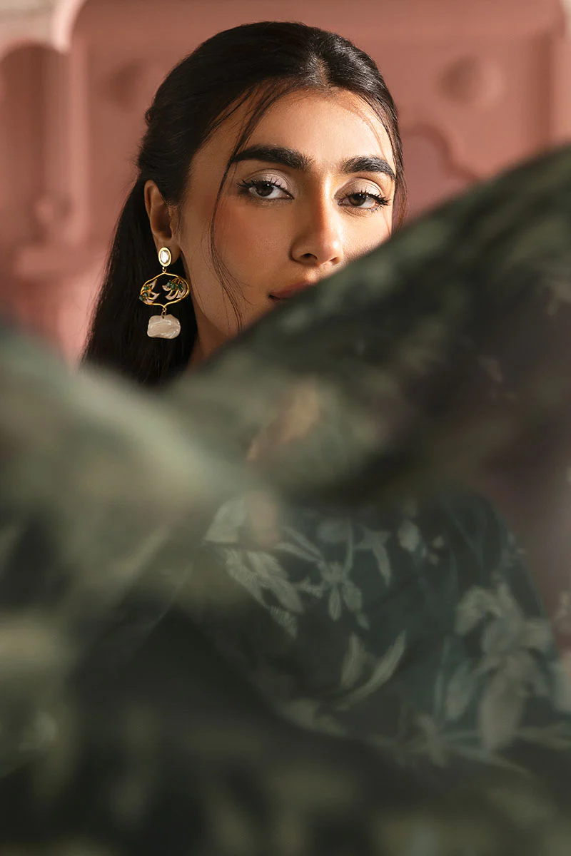 VIRIDIAN GREEN-3PC PRINTED LAWN SUIT - Image 4