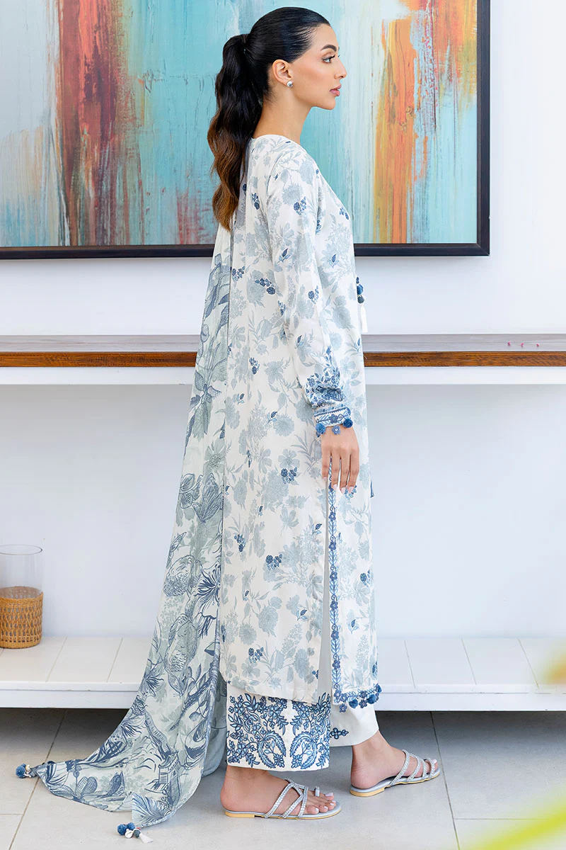 WHIMSICAL TEAL-3PC (SHIRT, TROUSER & DUPATTA) - Image 6