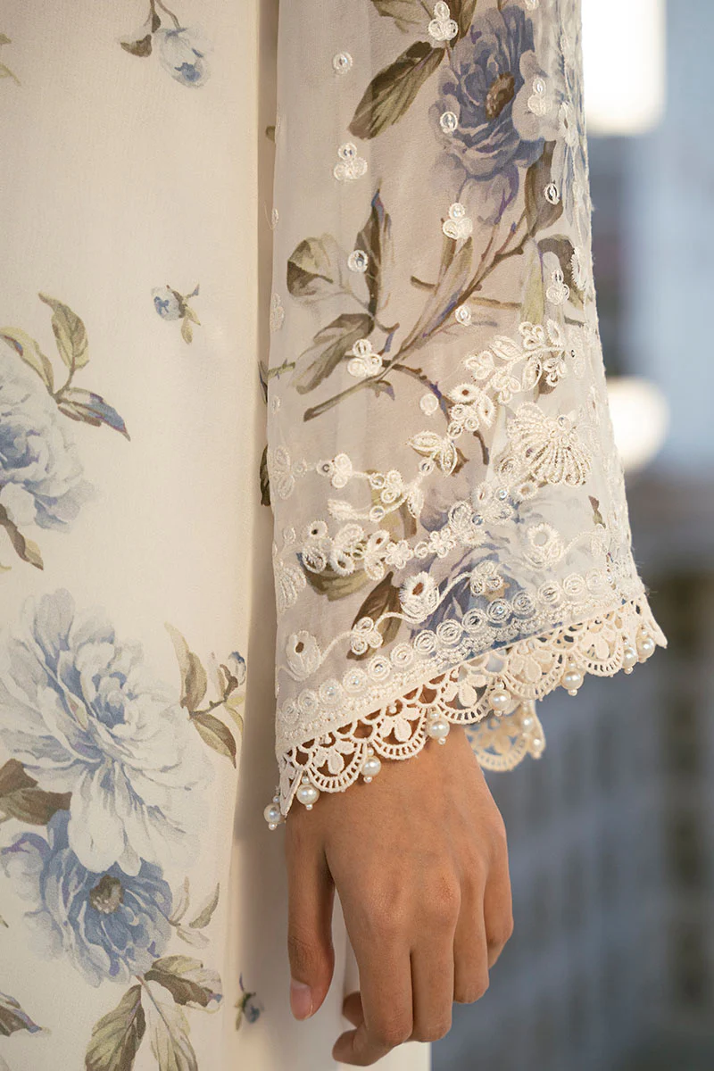 WHITE TULIP-3PC (SHIRT, TROUSER & DUPATTA) - Image 2